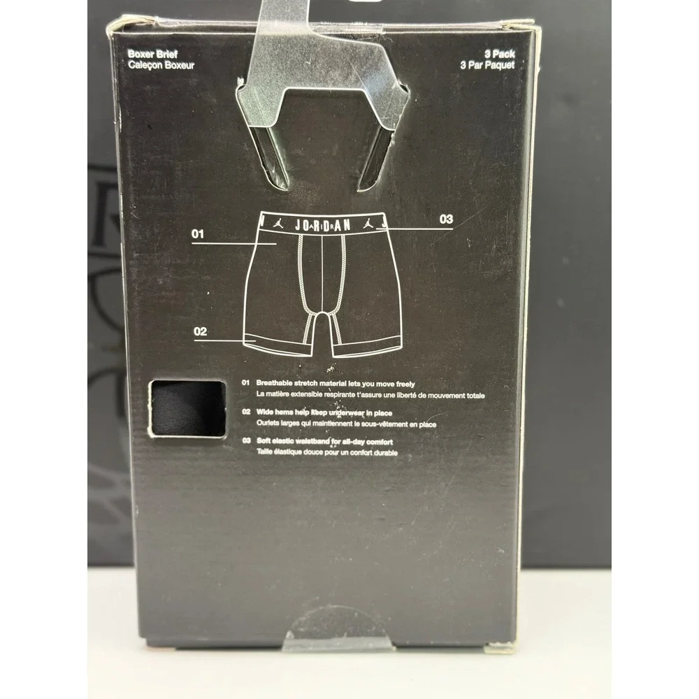 Jordan Flight Cotton Stretch Boxer Briefs 3-Pack Black Mens JM0623-023 L